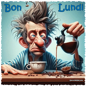 Gif animé Bon lundi café comique